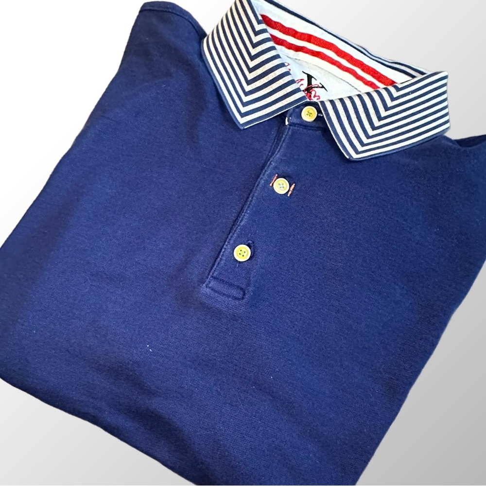 Robert Graham Polo Men’s Large Blue with Gray Detail‎ Pique Cotton and Spandex